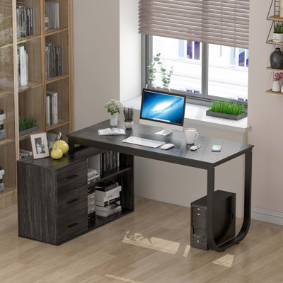Brooksey 55'' Writing Desk with Charging Station & LED Light
