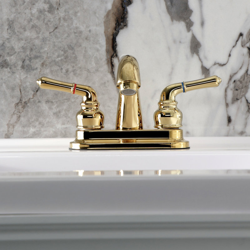 Robinet de salle de bain central à 4 poignées à 3 trous à fixation sur le comptoir avec laiton escamotable Kingston