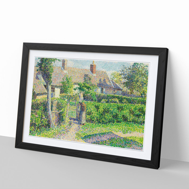 Peasants Houses by Camille Pissarro - Picture Frame Painting, 27cm H x 36cm W x 2cm D, Black Framed