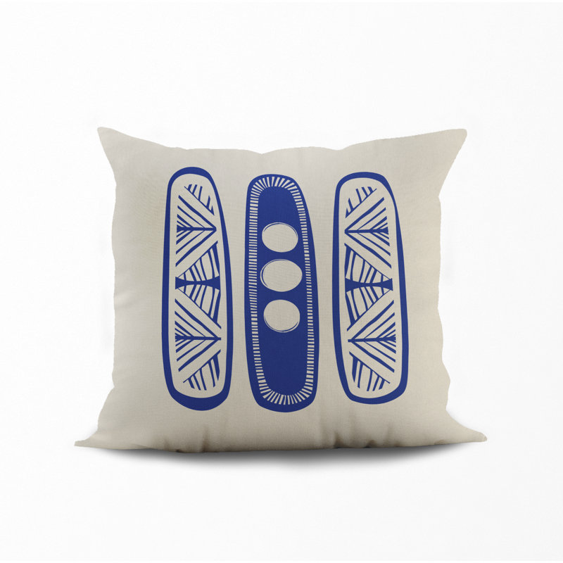 Jeté carré en polyester intérieur / extérieur, L 17 po x H 17 po, Bleu marine