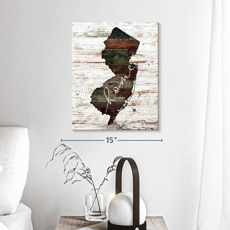 New Jersey Home Map sur impression sur toile, H 15 po x l 12 po x P 1,25 po