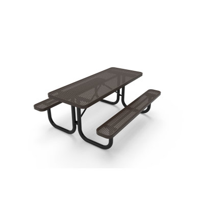 COATEDOUTDOORFURNITURE 6Ft Rect Picnic Table, Punched, Brown