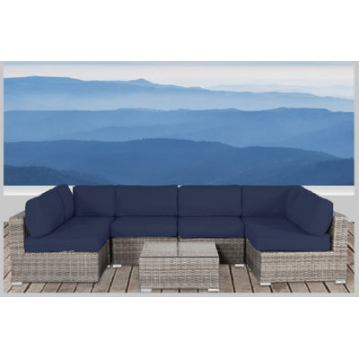 Euporie Wicker Fully Assembled 6 - Person Seating Group with Cushions