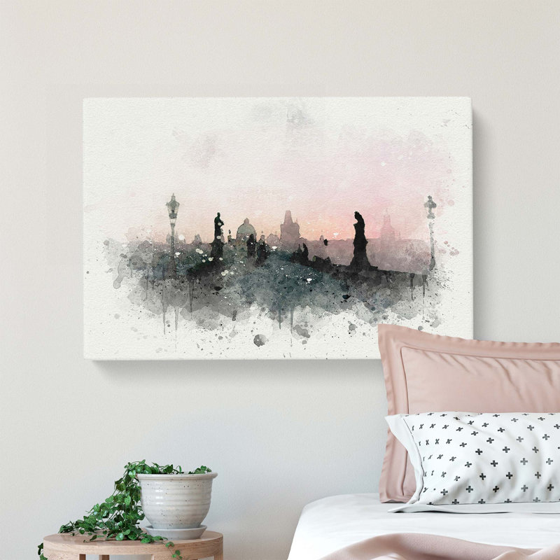 Charles Bridge in Prague in Abstract - Wrapped Canvas, 60cm H x 91cm W x 3cm D