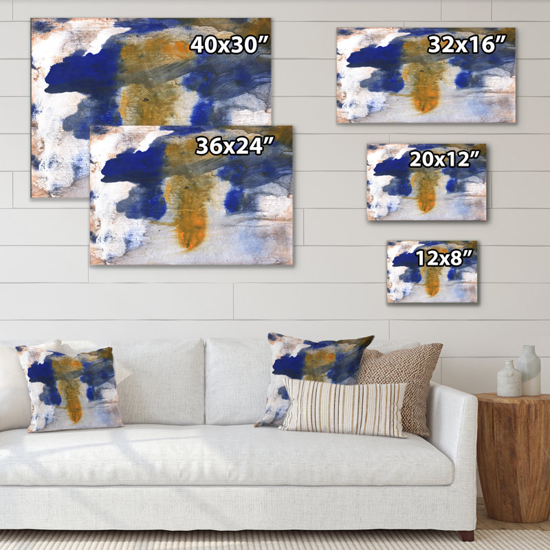 Encre brune et bleue, reproduction d'art sur toile, H 8 po x l 12 po x P 1 po, Toile tendue