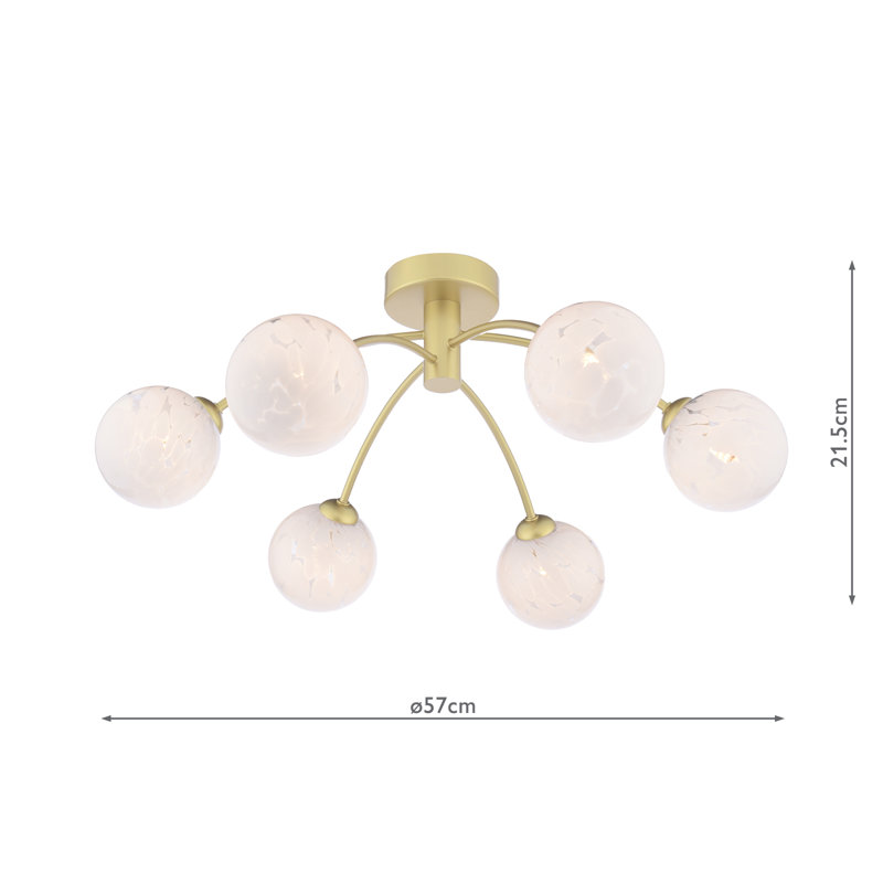 JARED 3LT SEMI FLUSH CW SMOKED GLS 150MM, Matt Gold/Beige