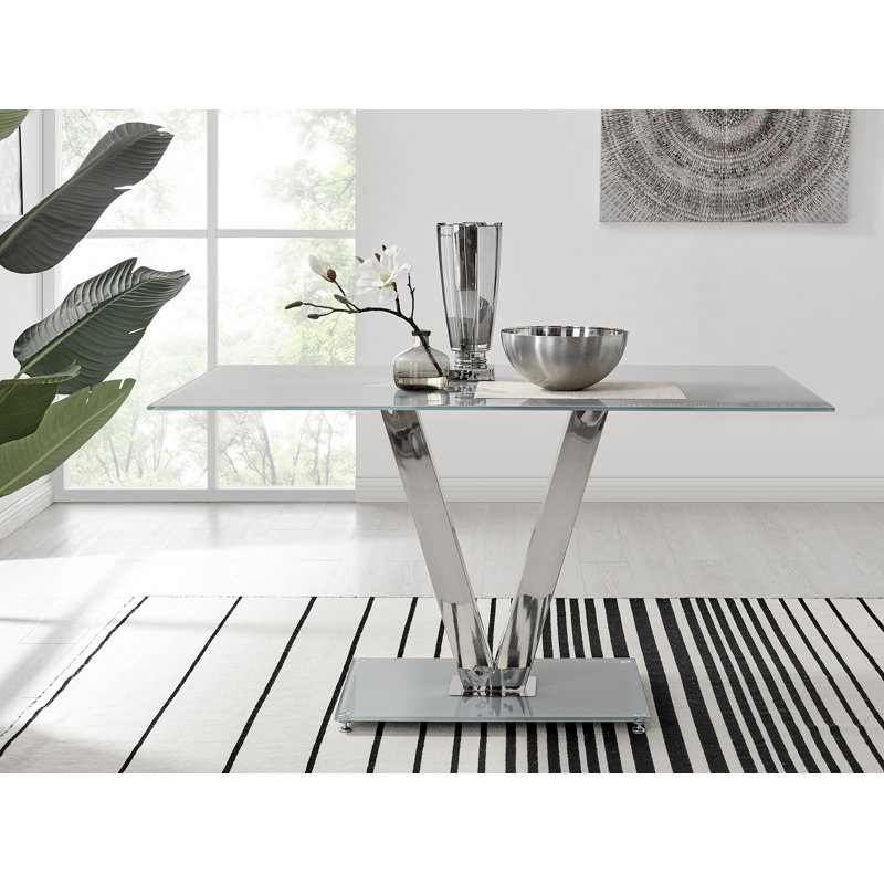 Chowchilla V Glass Dining Table, Grey