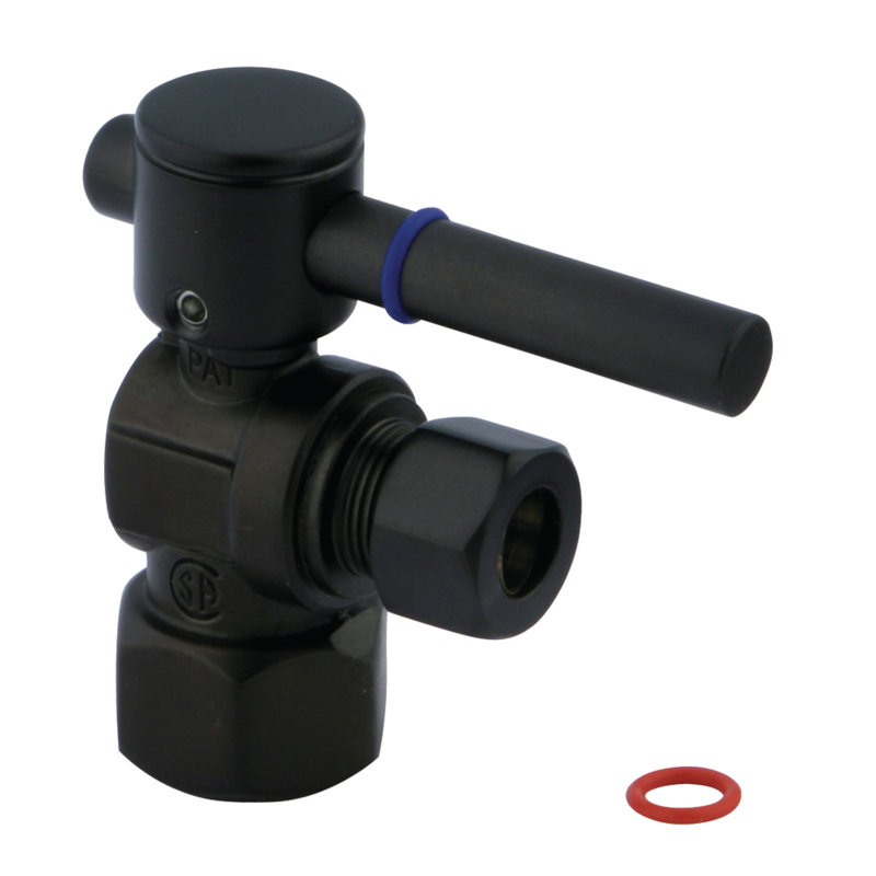 Kingston Brass Concord 1/2-Inch FIP x 3/8-Inch OD Comp Quarter-Turn Angle Stop Valve, Matte Black