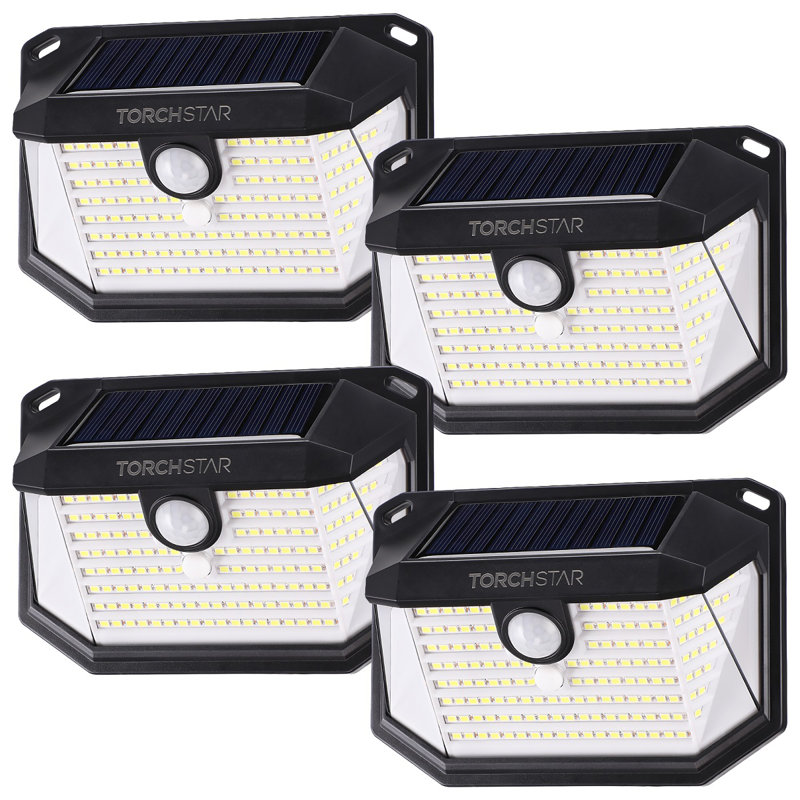 Solar Motion Sensor Lights IP65 Waterproof Outdoor Wall Lighting 6500K Pure White for Driveway Patio, Black
