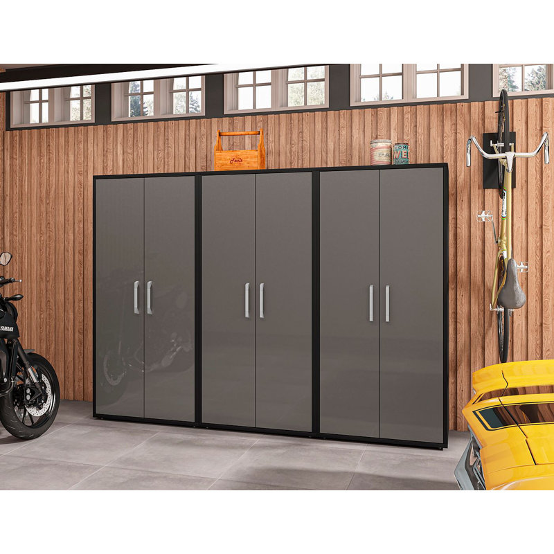 Aseem 3 Piece Single Storage Cabinet ( 73.43'' H x 106.29'' W x 17.72'' D), Black/Gray