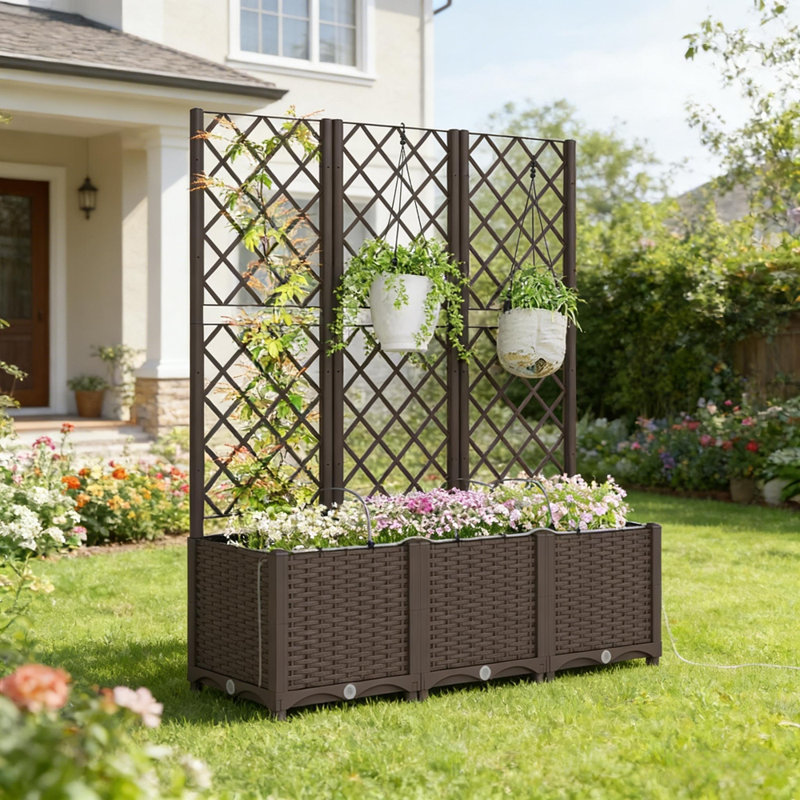 Boîte à fleurs d'extérieur, lit de jardin surélevé pratique à arrosage automatique