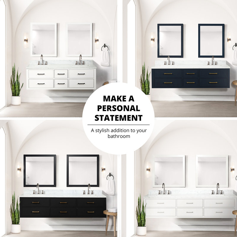 30 po Armoire de salle de bain blanche l 22 po x P 22 po avec comptoir en marbre et miroir 28 po