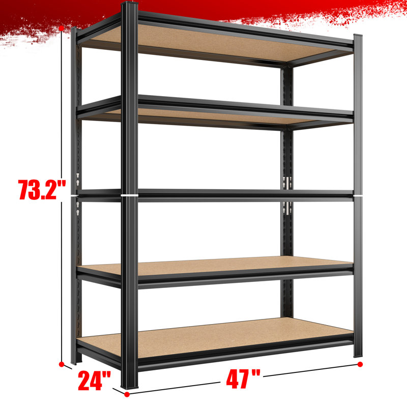 Support de garage, (5 tablettes) H 73,2 po x l 47 po x P 24 po