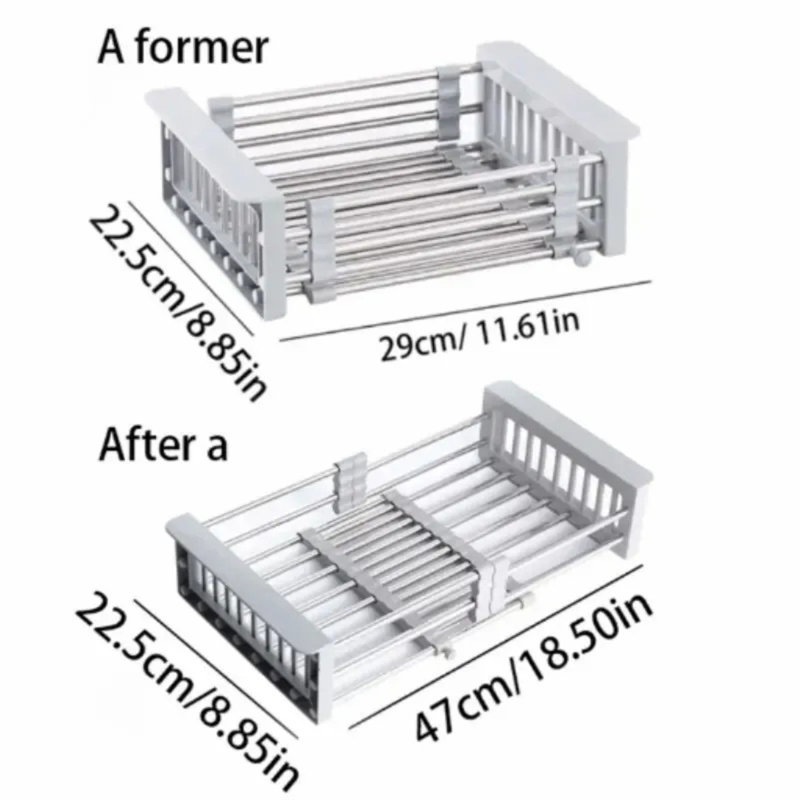 Égouttoir à vaisselle ajustable en acier inoxydable