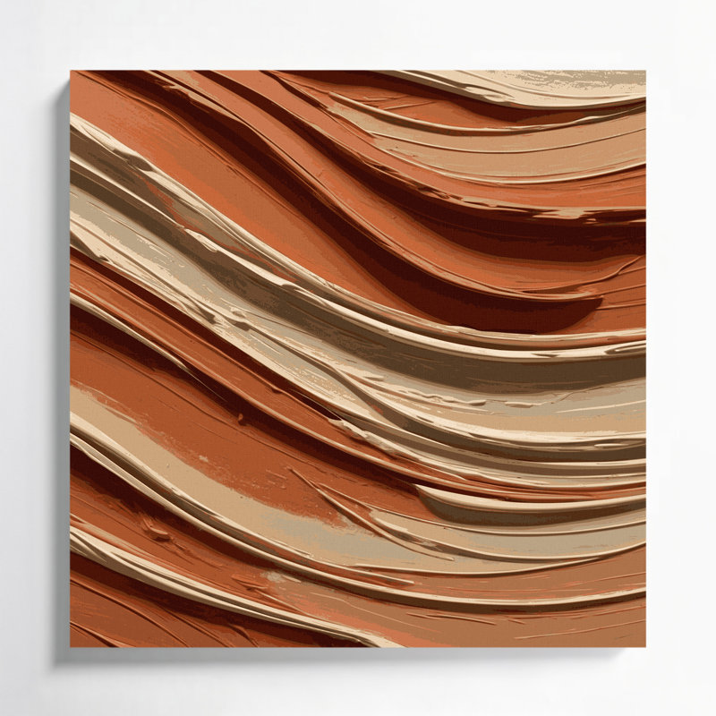 Toile horizontale rayée beige terre cuite brune