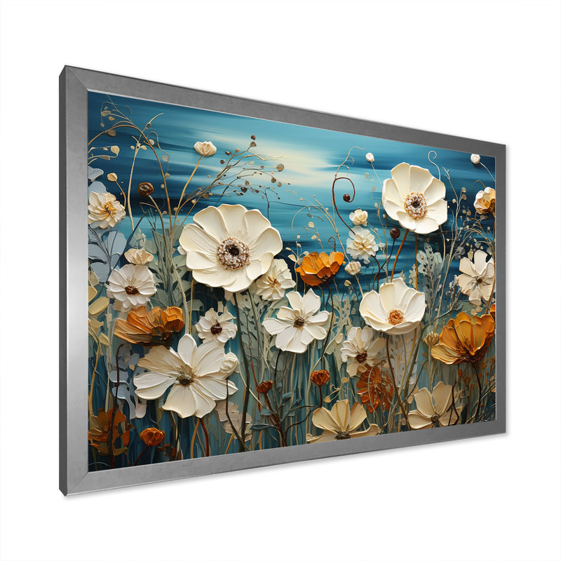 Fleurs fraîches et apaisantes II, Cadre simple argenté, H 34 po x l 44 po x P 1,5 po