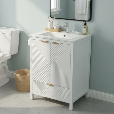 Meuble-lavabo 24 po avec lavabo en céramique et charnières à fermeture en douceur Salem