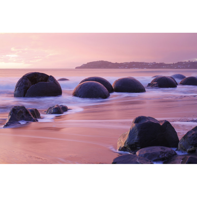 Moeraki Boulders At Sunrise - Wrapped Canvas Print, 30cm H x 46cm W x 3.8cm D