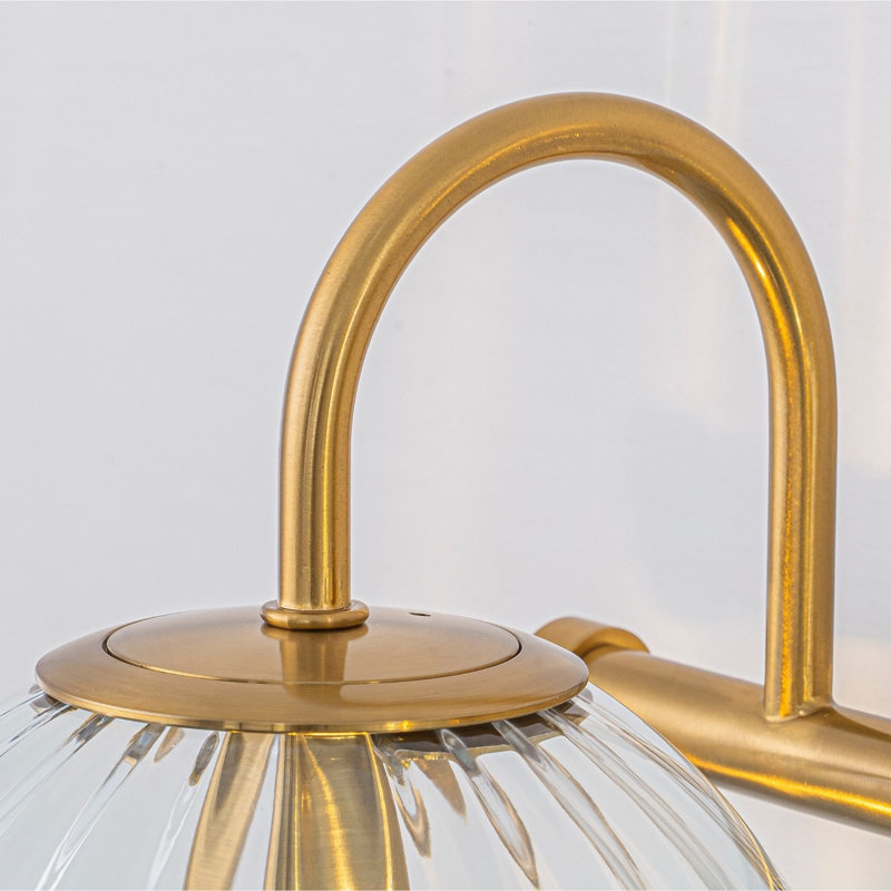 Luminaire de meuble-lavabo moderne à 3 lumières avec abat-jour en verre nervuré, Bleu