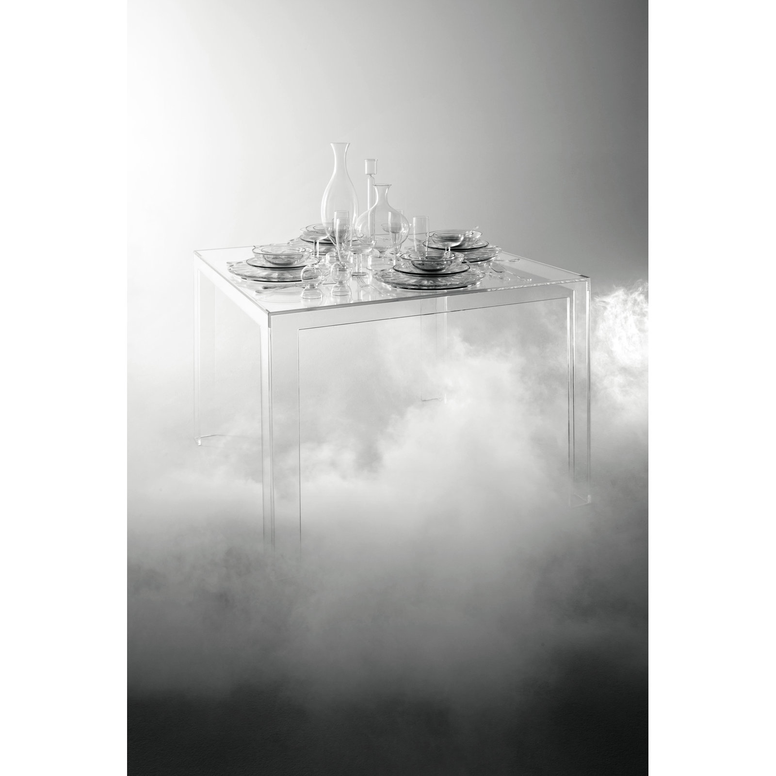Invisible Coffee Table, 12.4" H x 39.37" L x 39.37" W, Crystal