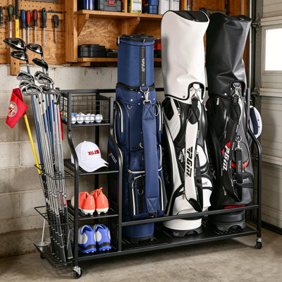 Golf Bag Storage Garage Organizer, Extra-large Golf Bag Storage Stand And Golf Equipment Rack For Garages, Sheds, And Basements