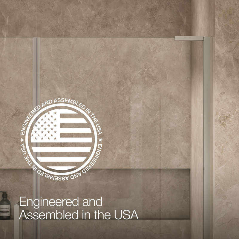 Composed 58-In58-3/4-In W X 71-1/2-In H Frameless Pivot Shower Door With 3/8-In Crystal Clear Glass And Back-To-Back Vertical Door Pulls