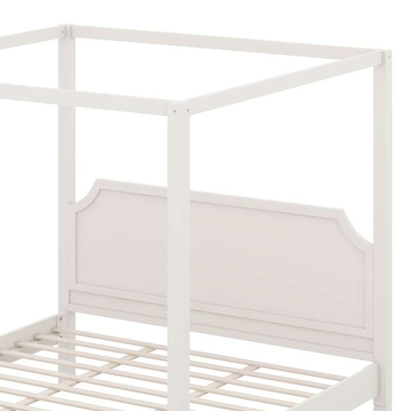 Structure de lit à baldaquin en bois avec tête de lit, lit plateforme à baldaquin moderne avec pieds de soutien, espace de rangement sous le lit