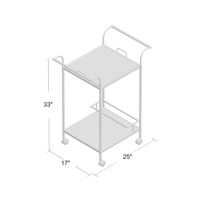 Masini Silver Trolley Bar Cart