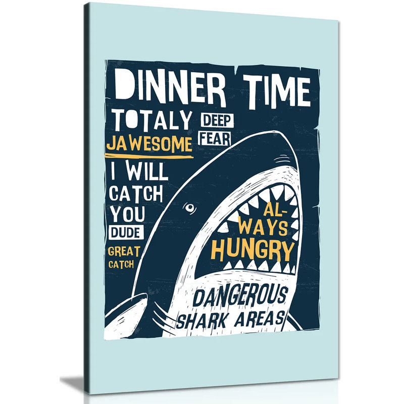 Hungry Shark - Wrapped Canvas Print, 76cm H x 51cm W