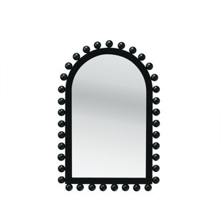 Wood Ball Framed Arched Wall Mirror