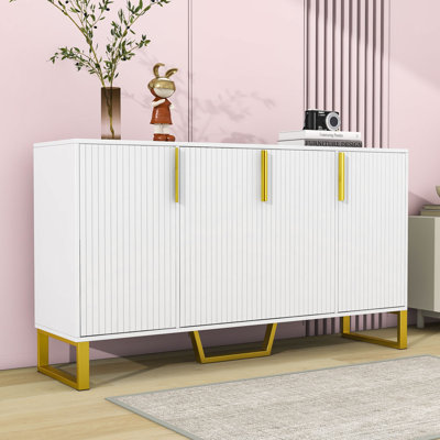Jorinde Modern Storage Sideboard Buffet Cabinet with Adjustable Shelves and Metal Legs by Mercer41