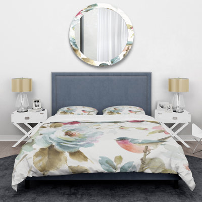 Ensemble de housse de couette floral - Beautiful Bird Romance I