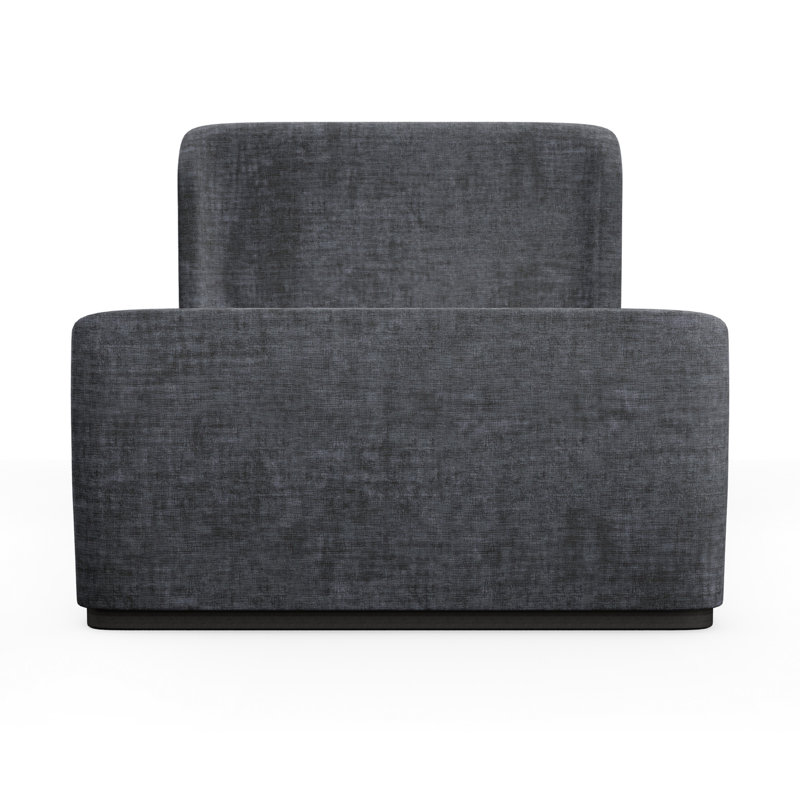Barrow Upholstered Wingback Bed, Queen, Plush Velvet Blush, Weathered