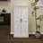 50" LED Kitchen Pantry Cabinet,Freestanding Buffet Cupboards Sideboard With 2 Doors With Racks And 2 Adjustable Shelves For Kitchen, Living Room And Dinning Room-White