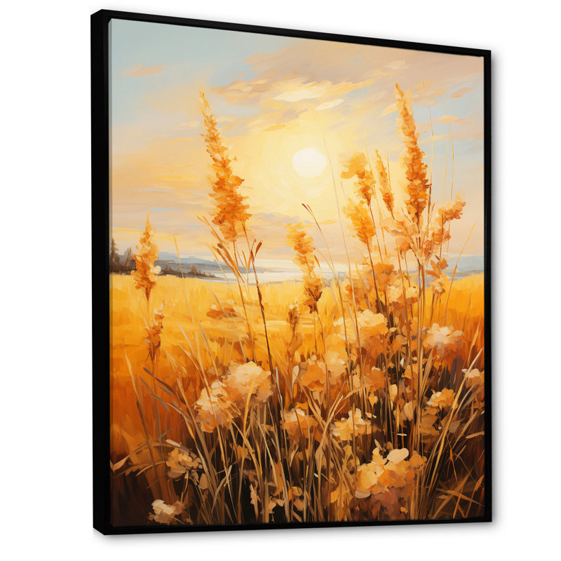 Luciannah Meadow Goldenrod Glow II sur impression sur toile, H 32 po x l 16 po x P 1 po, Cadre flottant noir