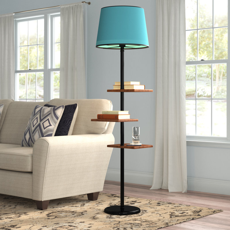 Claire 170cm Tray Table Floor Lamp, Dark Turquoise, Black