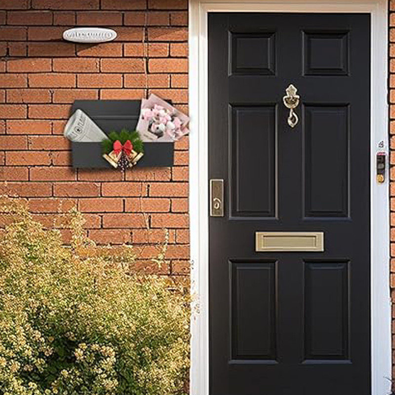 Wall Mount Mailbox for House, Outside, with 3 Sets of 0-9 Number Stickers & Flower Planter, Rust-Proof Metal Post Drop Box, White