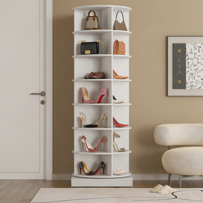 Blue 360 Rotating Shoe Cabinet 6 Layers