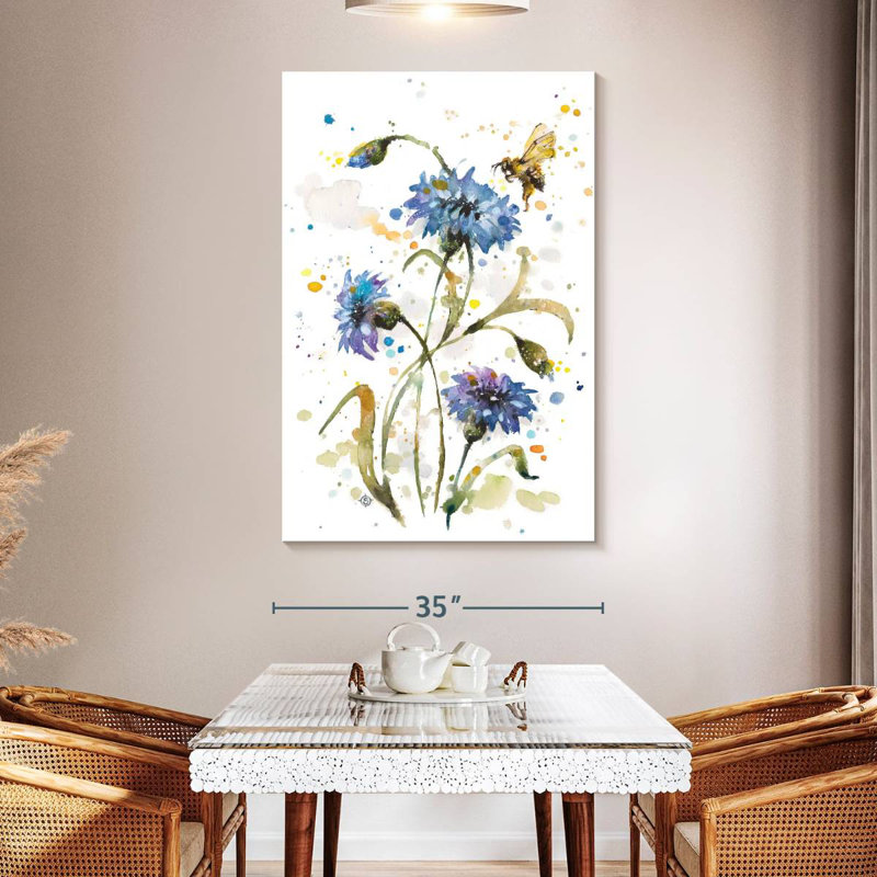 Harnek Cornflower And Bumblebee, 51" H x 34" W