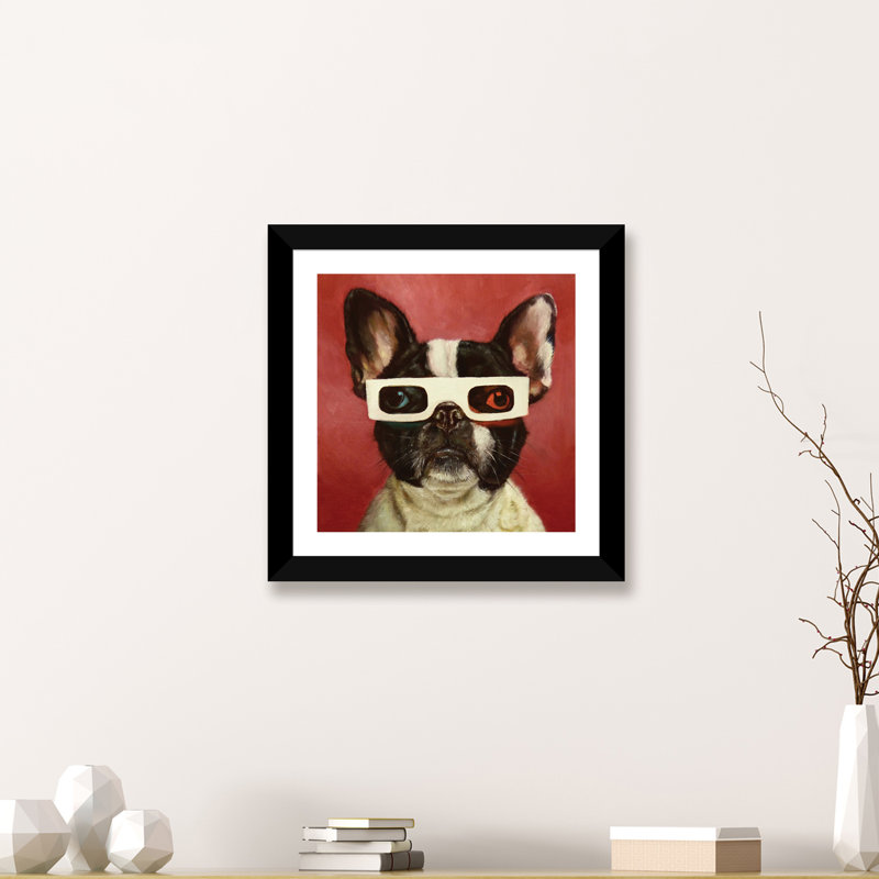 Art encadré de chien 3D, H 24 po x l 24 po x p 1 po, Papier encadré noir