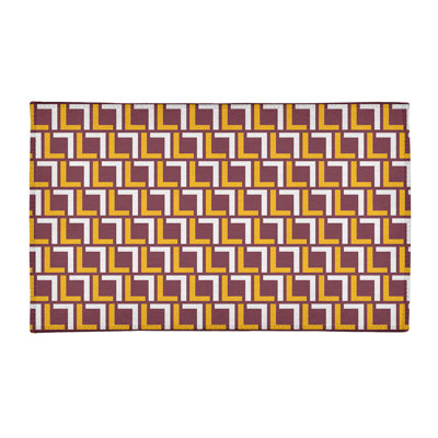 Tapis géométrique rouge / jaune / blanc