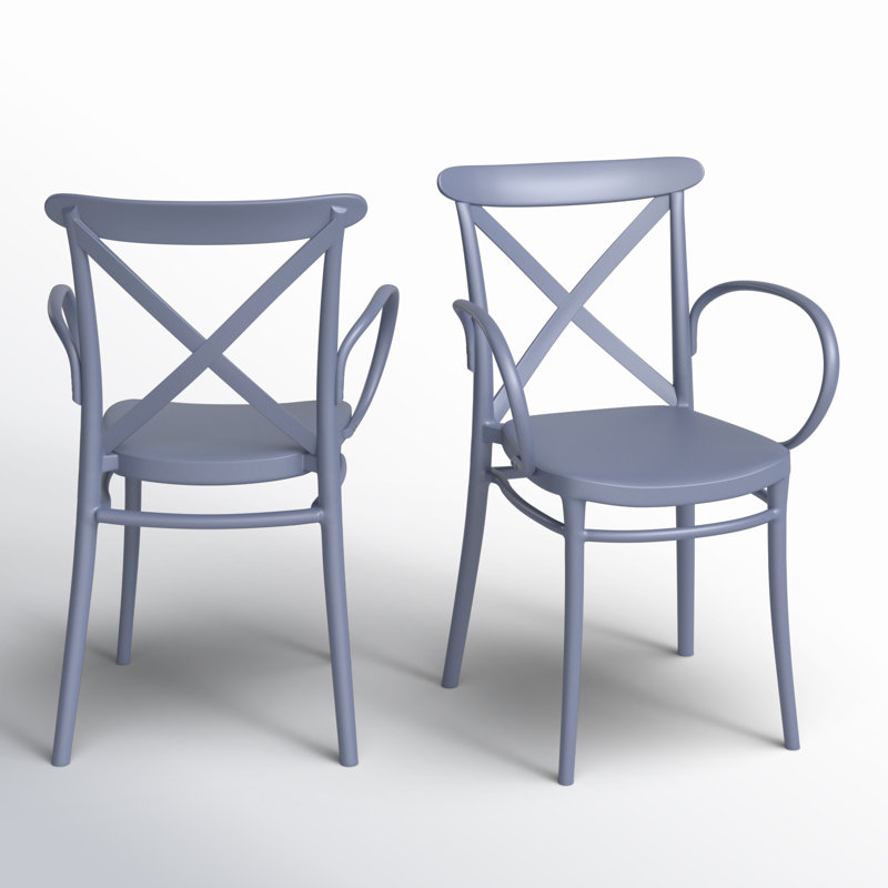 Fauteuil de patio empilable Kenne Anco, Gris foncé
