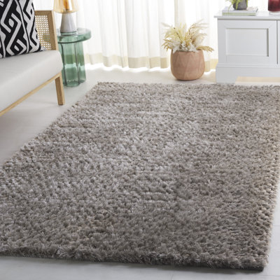 Tapis argenté tissé à la main Delane