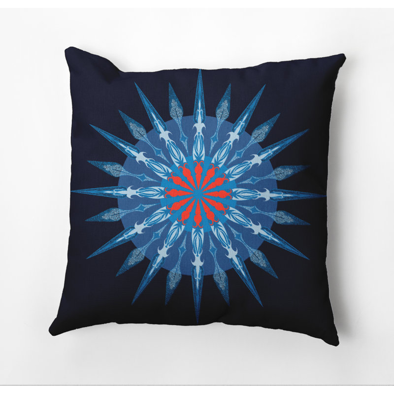 Housse de coussin carrée extérieure en roue de mer et insert, Bleu marine, H 20 po x l 20 po