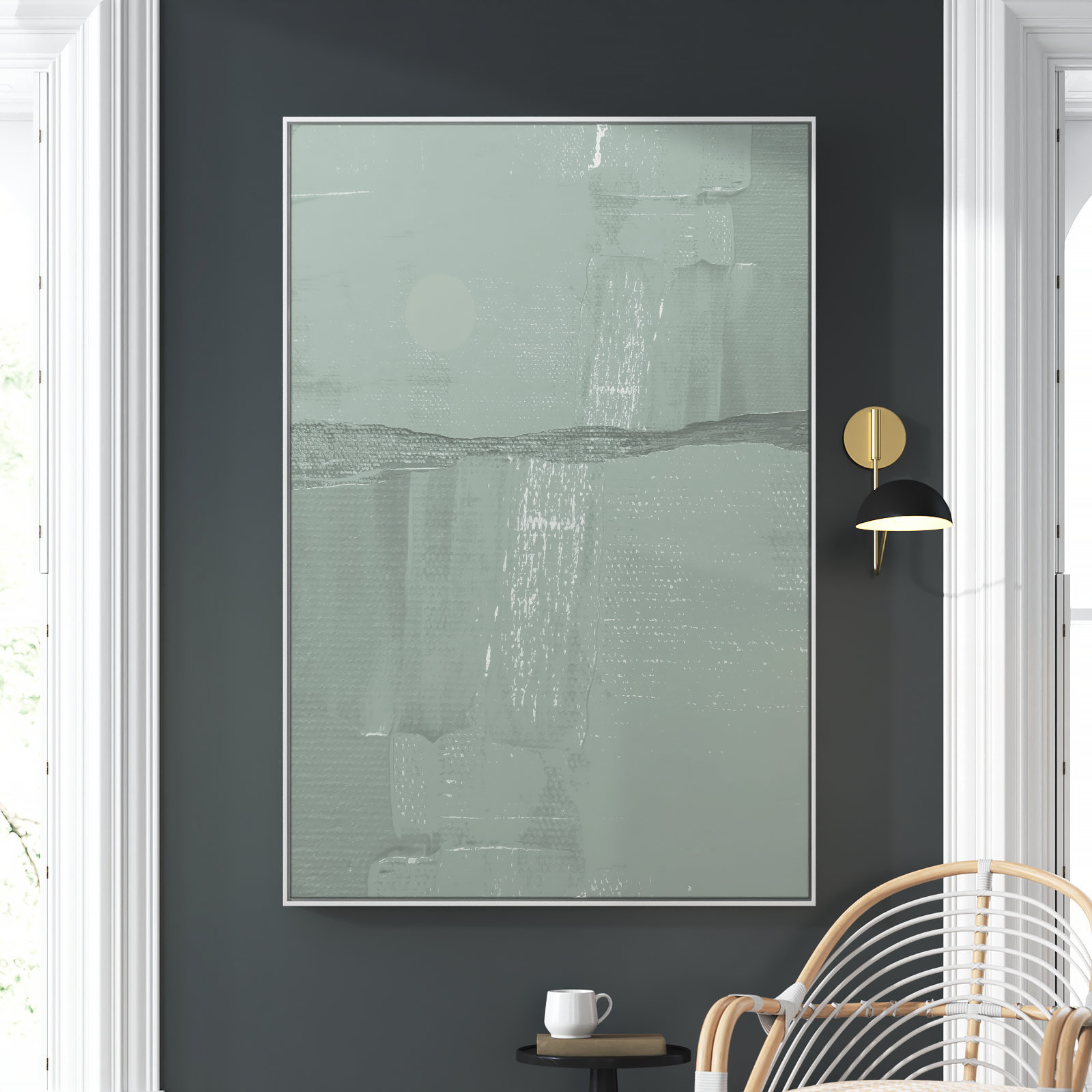 Sage Abstract, 61.5" H x 41.5" W x 2" D, White 
