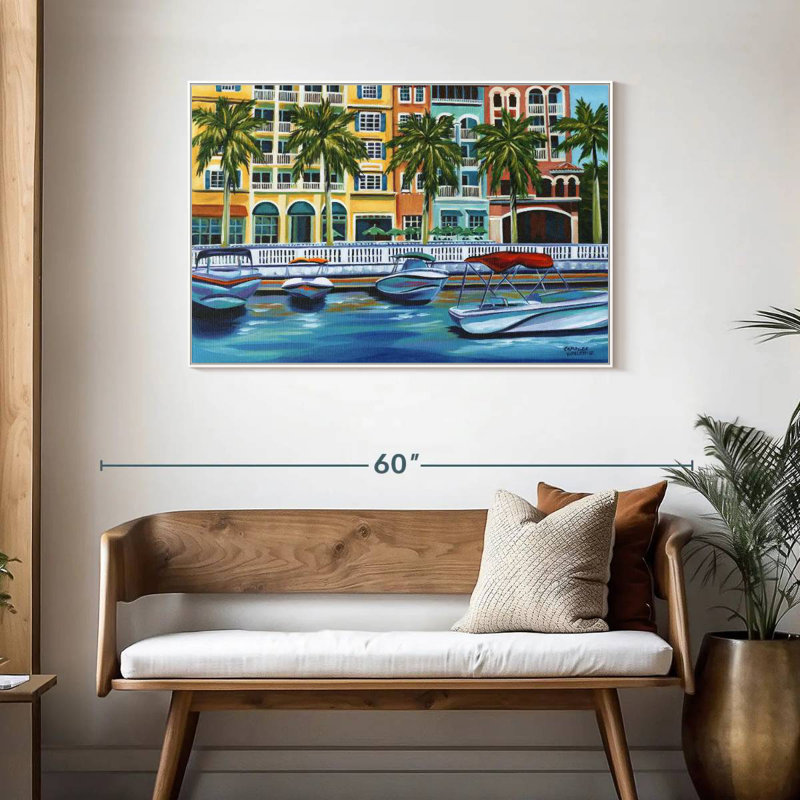Rendez-vous tropical I, Cadre flottant blanc, 43 po x 29 po