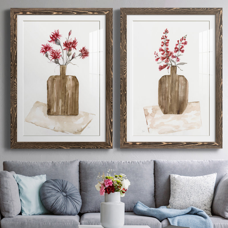 Simply Country I - Ensemble de 2 peintures, H 37,5 po x l 55 po x P 1,5 po, Papier, cadre noyer