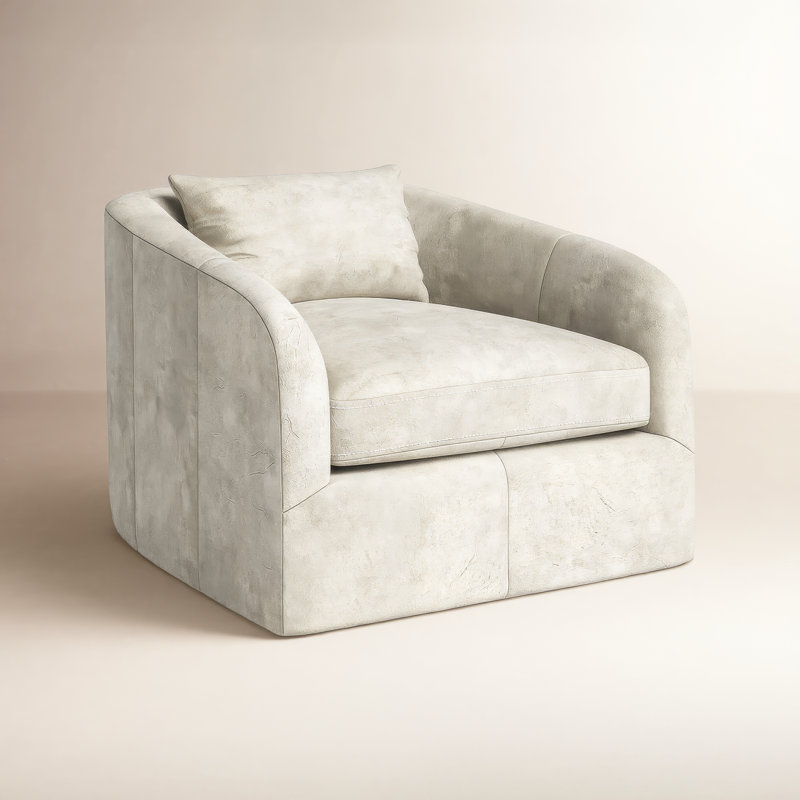 Windridge Upholstered Swivel Barrel Chair, Polyester Blend, Knoll Natural