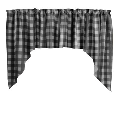 Gingham Checkered Print Swag Window Valance