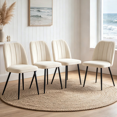 Modern Upholstered Velvet/ Suede Dining Chairs with Metal Legs 